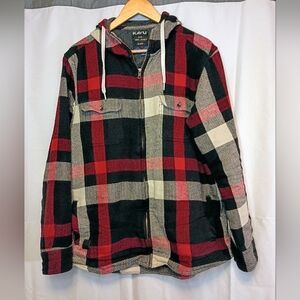 KAVU Klear Above Visibility Plaid Hooded Flannel Jacket Men's L